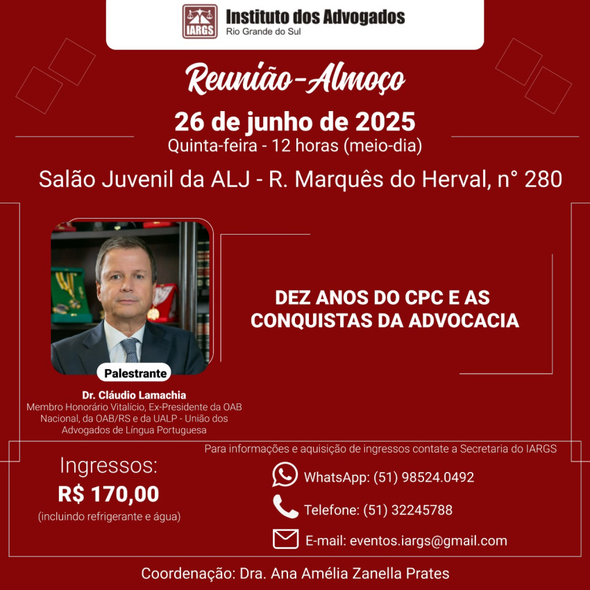 Reunião-Almoço com o Dr. Cláudio Lamachia Imagem destaque